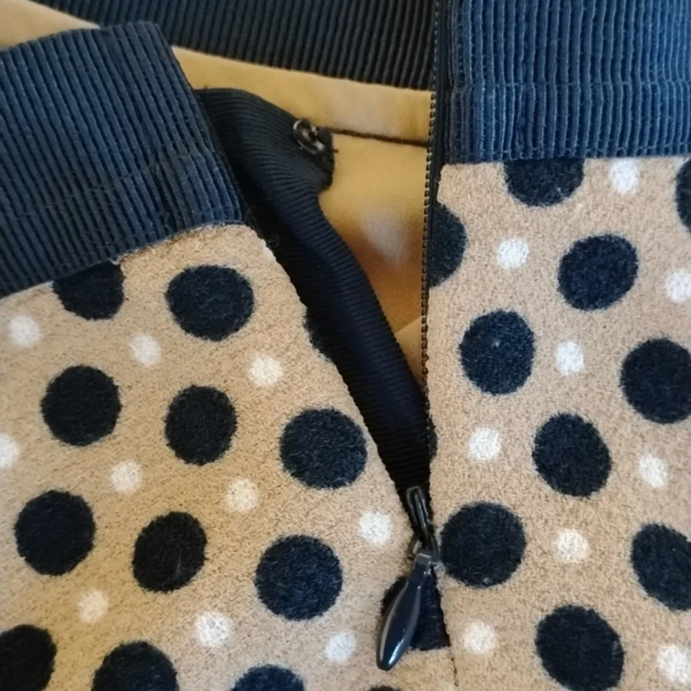 Ann Taylor Black and Tan Polka Dot A-Line Skirt